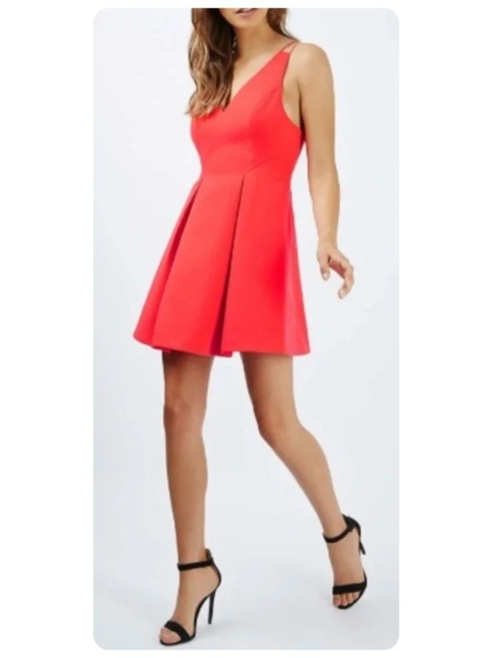Topshop Bright Strappy Pleated Mini Cocktail Dress sz US 4